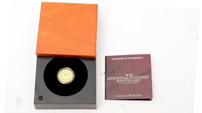 Lot 547 - The Perth Mint Australian 25th Anniversary Kangaroo 1/4oz gold proof coin