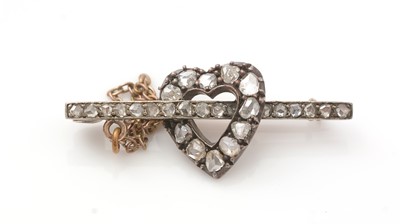 Lot 509 - A Victorian diamond heart and bar brooch
