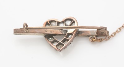 Lot 509 - A Victorian diamond heart and bar brooch