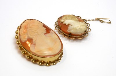 Lot 168 - Two carved shell cameo brooches