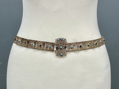 Lot 26 - A 1930's Czechoslovakian filigree belt and matching bracelet