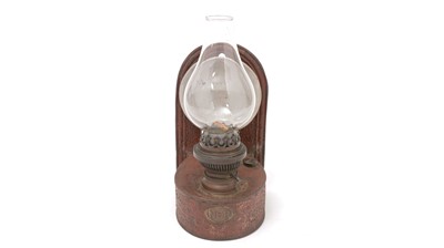 Lot 228 - A North Eastern Railways wall mounting oil lamp