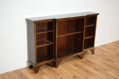 Lot 30 - A 20th Century Georgian style mahogany breakfront open-faced bookcases