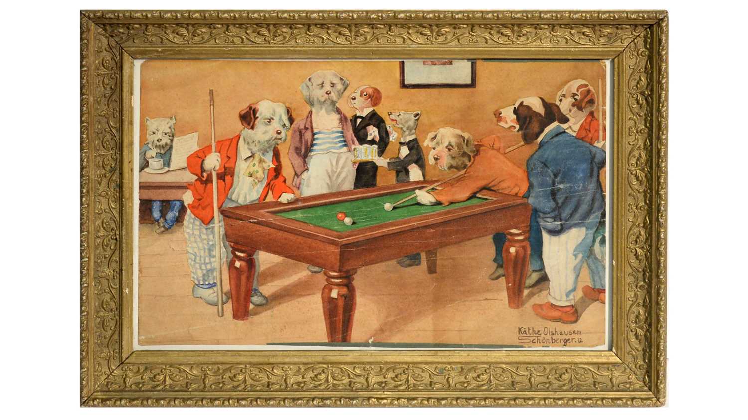 Lot 767 - Kathe Olshausen-Schönberger - Snooker with the Pack | watercolour
