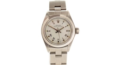 Lot 579 - Rolex Oyster Perpetual: a steel-cased ladies automatic wristwatch