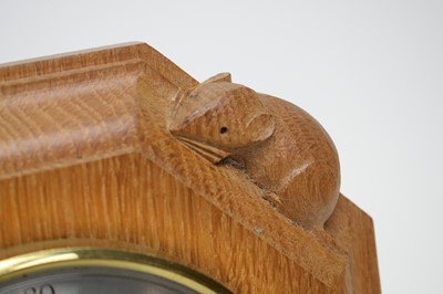 Lot 419 - A Robert ‘Mouseman’ Thompson carved oak wall barometer.