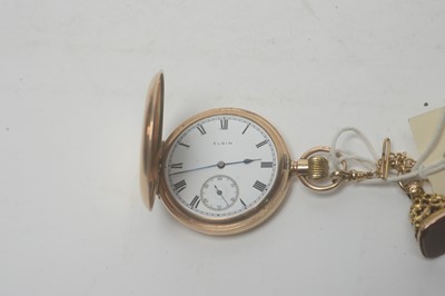 Lot 175 - A 9ct yellow gold hunter pocket watch, by Elgin