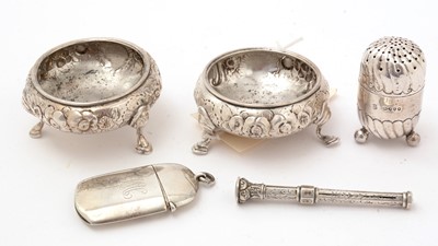 Lot 217 - Silver table salts and other items.