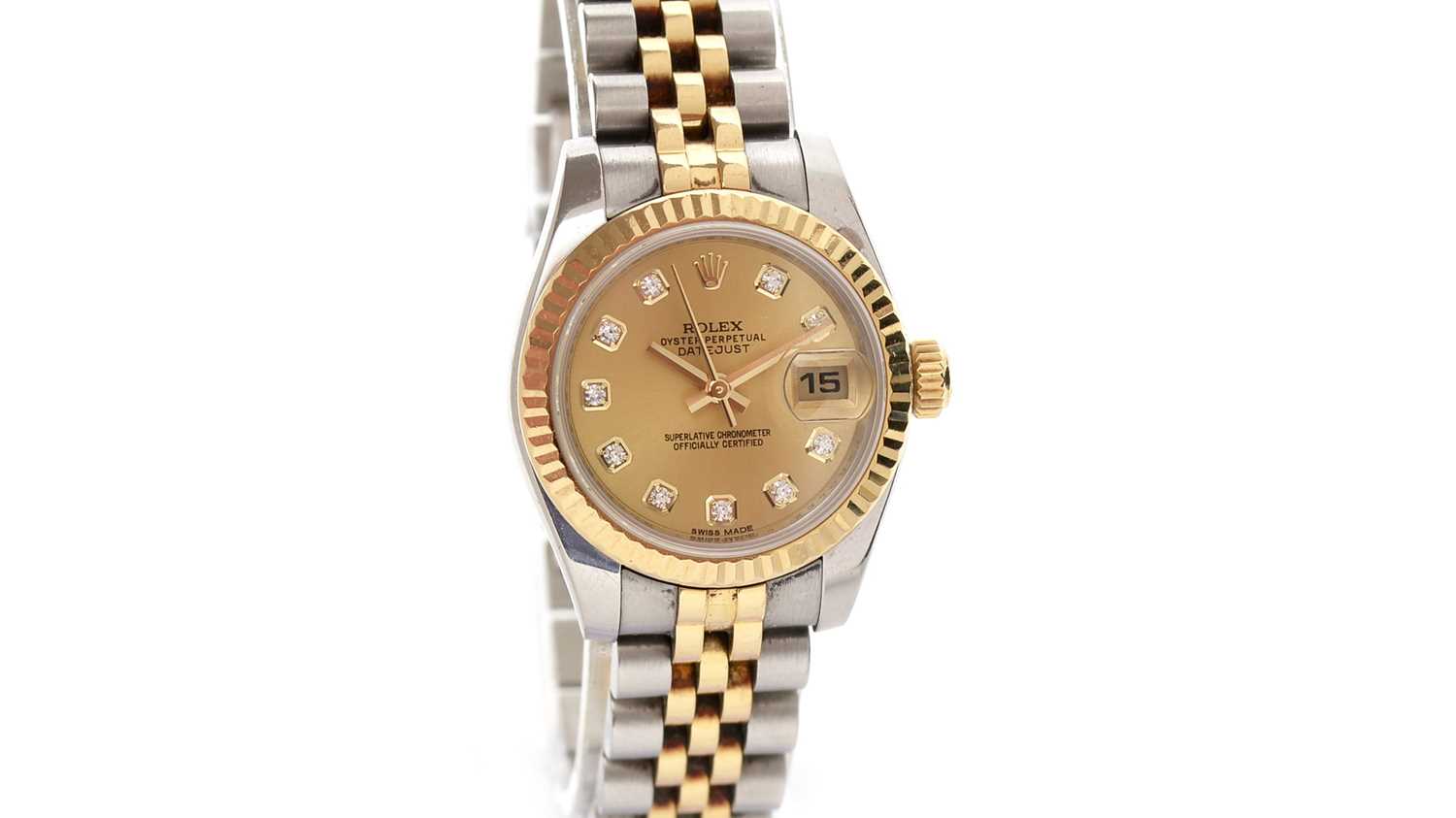577 - Rolex Oyster Perpetual Datejust: a steel and 18ct yellow gold mounted automatic ladies wristwatch