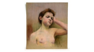 Lot 730 - Alexandra Blumberg - Portrait of a Young Girl | pastel