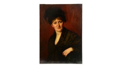 Lot 1061 - Thérèse Schwartze - Portrait of a Lady in a Black Feathered Bonnet | oil