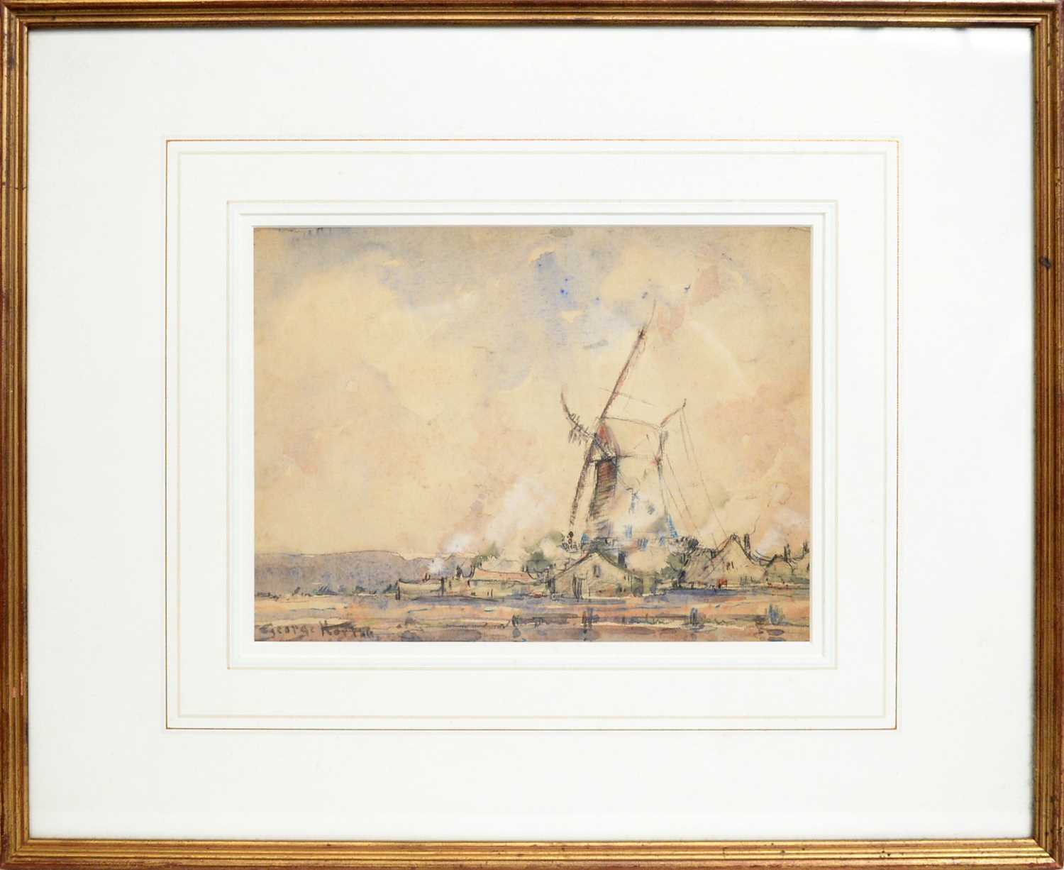 Lot 740 - George Horton - Blustery Day, Holland | watercolour