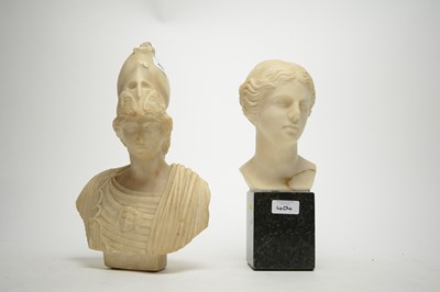 Lot 404 - A classical bust of a lady; together with a carved bust of Minerva