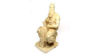 Lot 1267 - After Michelangelo: a carved alabaster figure of Moses