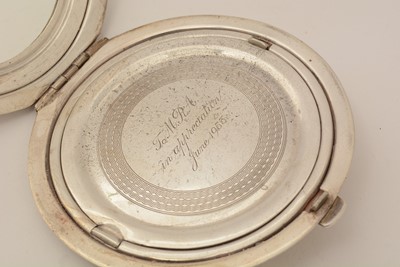 Lot 120 - An early Elizabeth II silver Coronation commemorative powder compact
