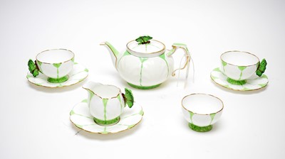 Lot 280 - An Aynsley ‘Green Butterfly’ pattern tea service.