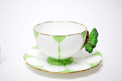 Lot 280 - An Aynsley ‘Green Butterfly’ pattern tea service.