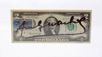Lot 144 - Andy Warhol - Signed Two Dollar Bill | pen and ink