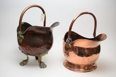 Lot 500 - Two 19th Century copper coal buckets.