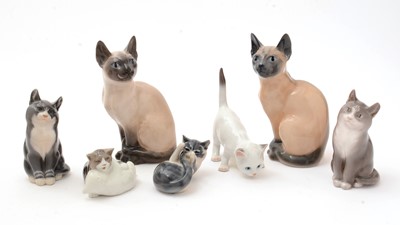 Lot 750 - Seven Royal Copenhagen cat models