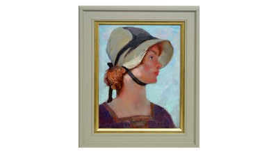 Lot 1069 - Alfred Palmer - Young Girl in a Bonnet | oil