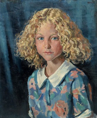 Lot 1072 - Alfred Neville Lewis - Portrait of a young girl with curled hair | oil