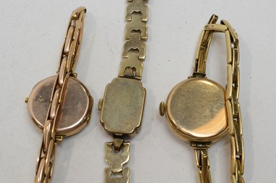 Lot 123 - Three gold cased cocktail watches