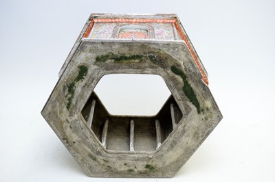 Lot 818 - Chinese famille rose hexagonal pedestal base