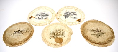 Lot 236 - Victorian hand-painted doilies of a sporting theme