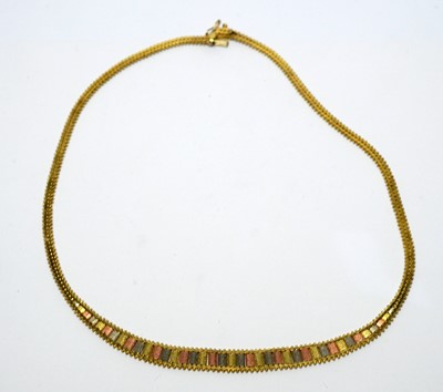 Lot 147 - A 9ct yellow, rose and white gold necklace