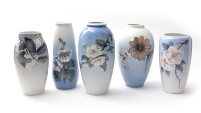 Lot 753 - Four Royal Copenhagen vases and a B&G Copenhagen vase