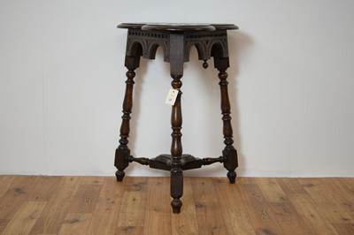 Lot 55 - A late 19th century Victorian Arts and Crafts/Gothic trefoil oak occasional table