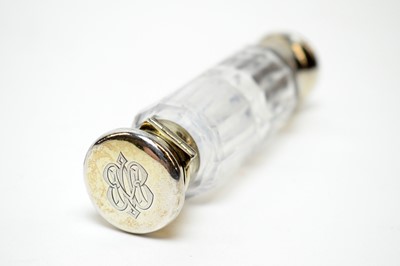 Lot 146 - An 1860s Victorian silver-mounted and cut glass double-ended scent bottle engraved "Mary"