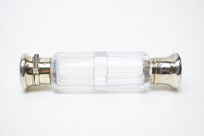 Lot 146 - An 1860s Victorian silver-mounted and cut glass double-ended scent bottle engraved "Mary"