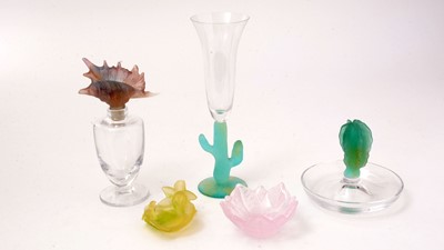 Lot 836 - Daum scent bottle, goblet and three dishes
