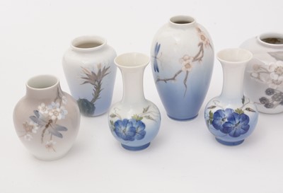 Lot 762 - Twelve small assorted Royal Copenhagen porcelain vases; and a small squat globular vase