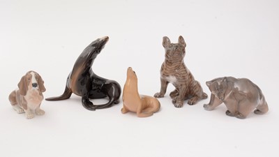 Lot 774 - Four Royal Copenhagen animal models, and a Bing and Grondahl model
