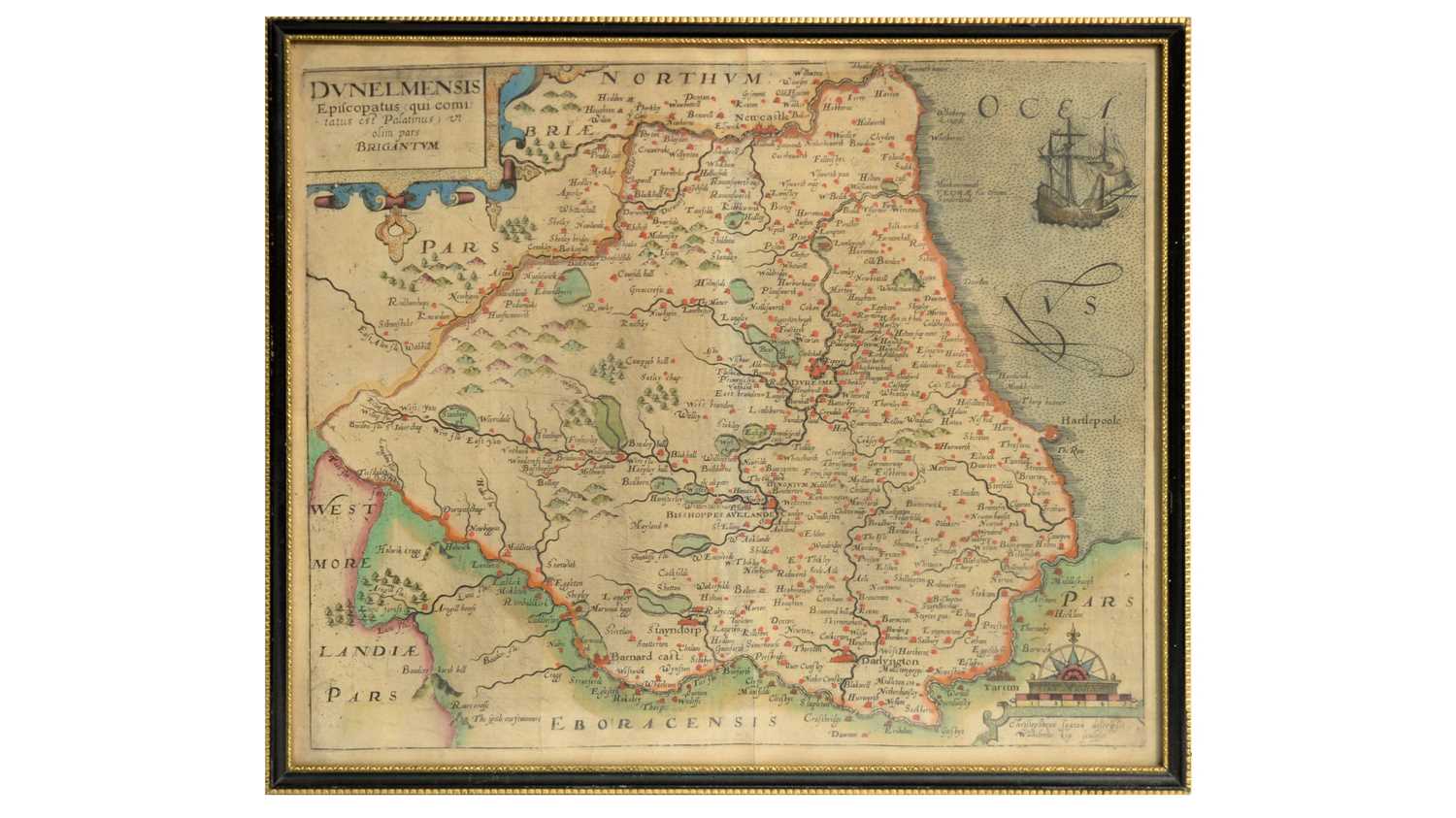 Lot 1036 - After Christopher Saxton - A Map of County Durham | engraving