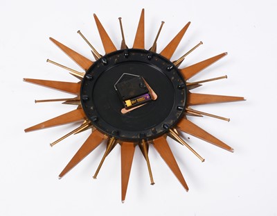 Lot 107 - A retro vintage mid 20th Century circa 1960s Metamec sunburst / Atomic wall clock