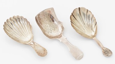 Lot 191 - A George III silver provincial caddy spoon; and two others