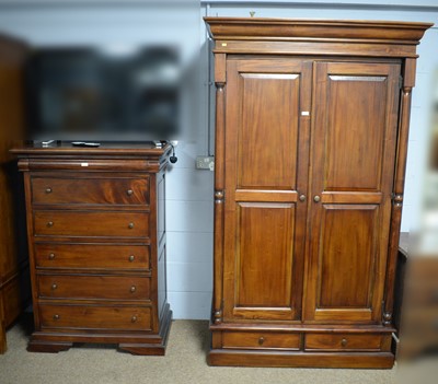 Lot 70 - Barker & Stonehouse: A contemporary hardwood wardrobe; together with a matching chest of upright form.