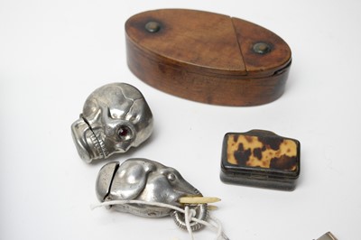 Lot 250 - A collection of novelty 19th Century and later snuff boxes and vesta cases.