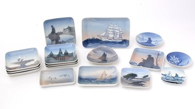 Lot 713 - A collection of predominantly Bing and Grondahl Copenhagen porcelain dishes.