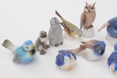 Lot 714 - A collection of predominantly Bing and Grondahl porcelain figures of birds.