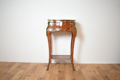 Lot 59 - Reproduction French inlaid walnut pedestal music table