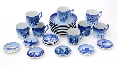 Lot 717 - A collection of Royal Copenhagen commemorative Christmas coffee cups and saucers and dishes.