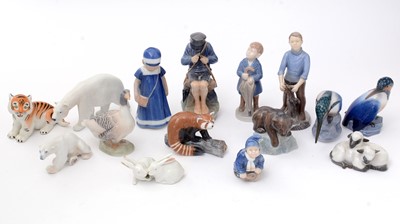 Lot 736 - A selection of Royal Copenhagen and Bing and Grondahl animal and figural groups.