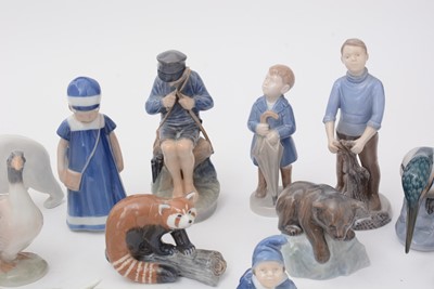 Lot 736 - A selection of Royal Copenhagen and Bing and Grondahl animal and figural groups.