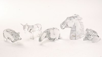 Lot 843 - A selection of Daum, France, clear glass animal ornaments
