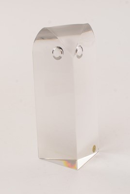 Lot 857 - Yan Zoritchak for Val St Lambert, Belgium: a clear glass stylized owl sculpture